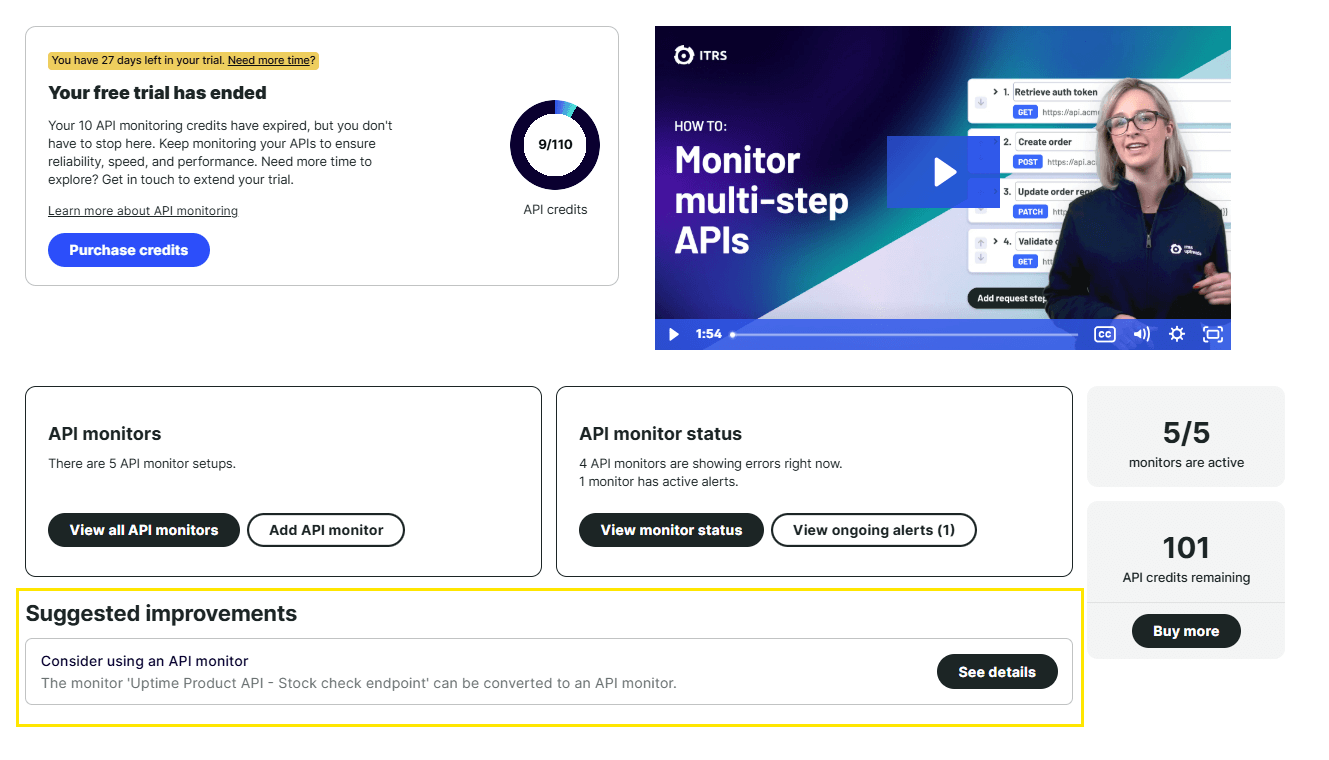 API suggestions tile