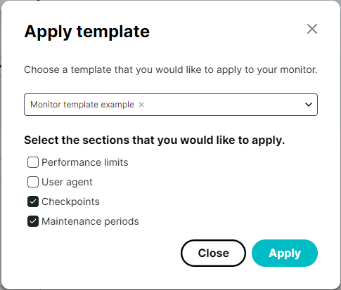 Applying a template from settings