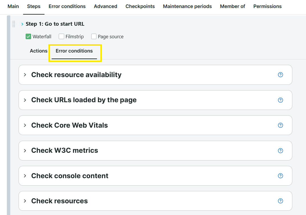 screenshot error conditions monitor setup