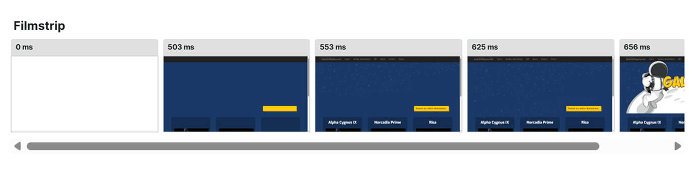 Filmstrip (Timeline screenshots) monitor results