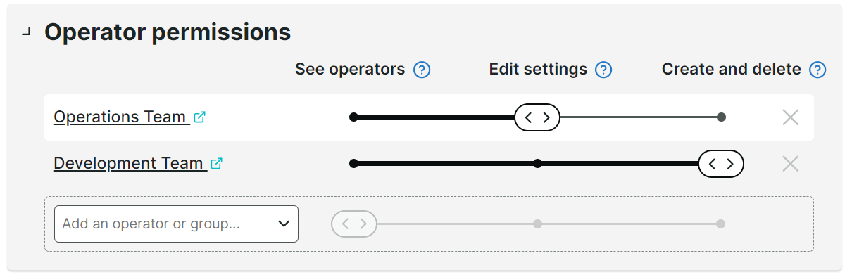 Operator group permission settings