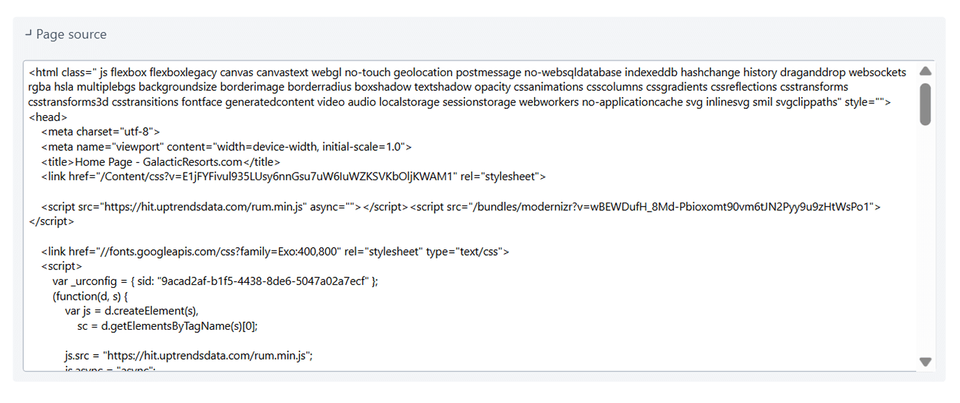 Page source monitor results