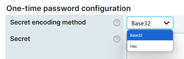 Secret encoding method field screenshot