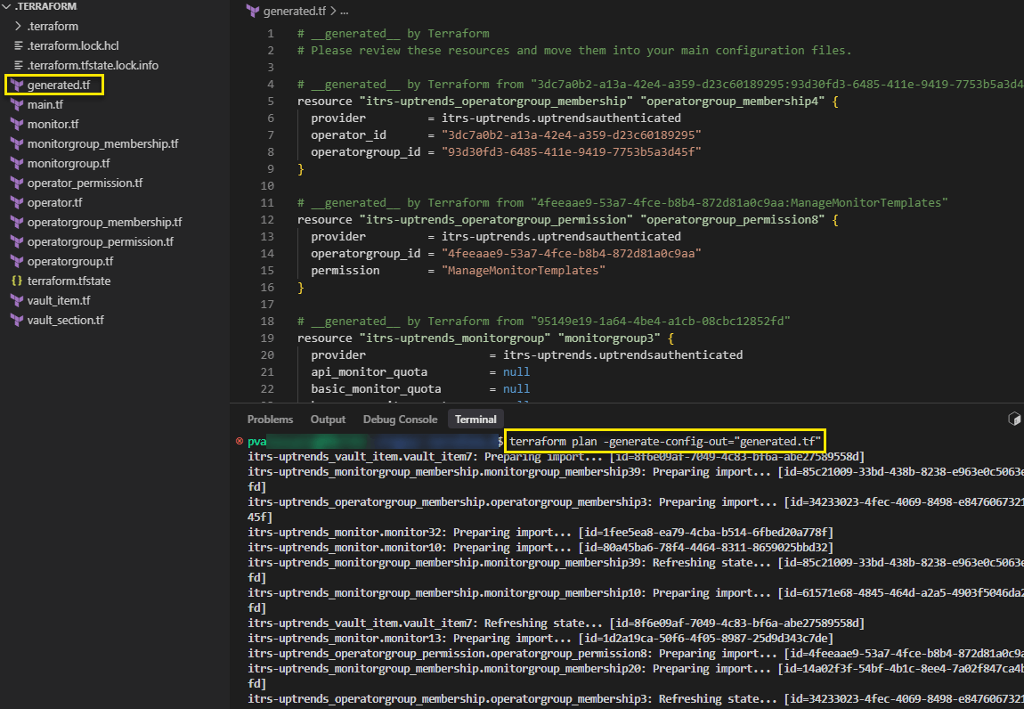 Import Uptrends resources in Terraform