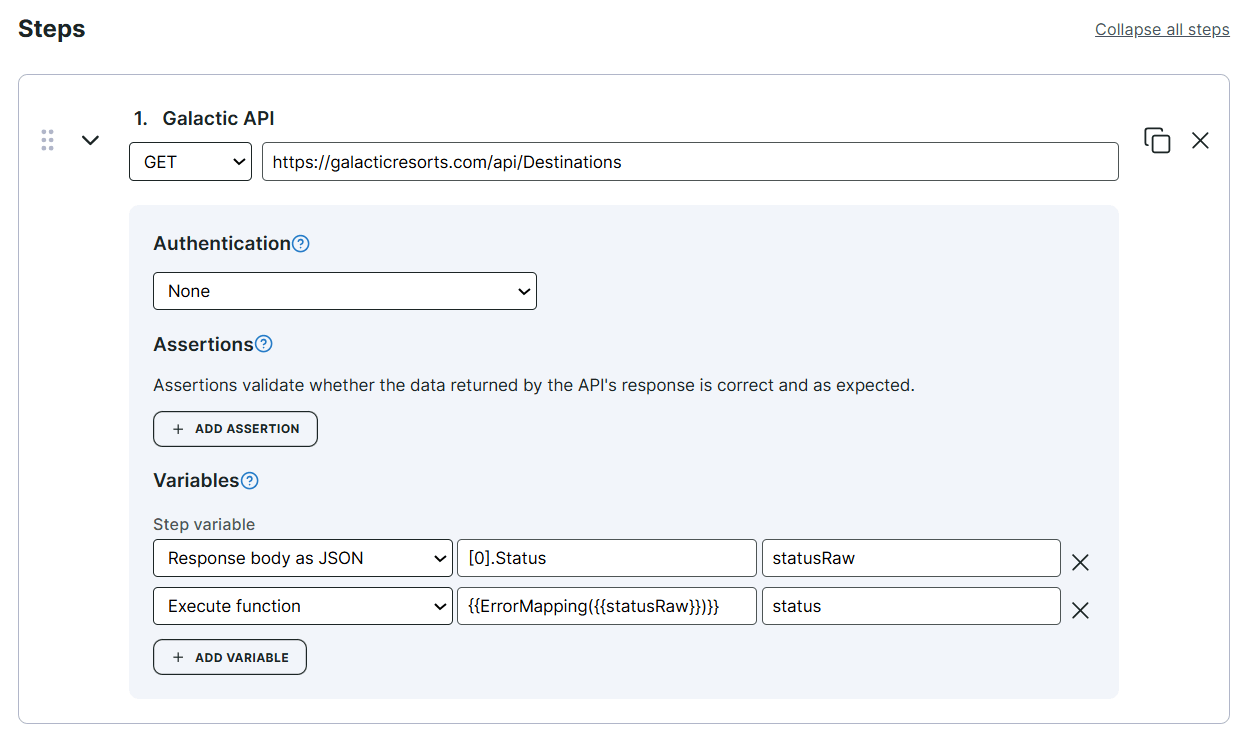 Applying Error mapping function from JSON response
