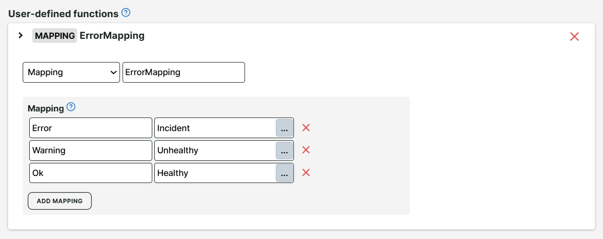 Error mapping function