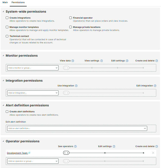 Operator group permissions