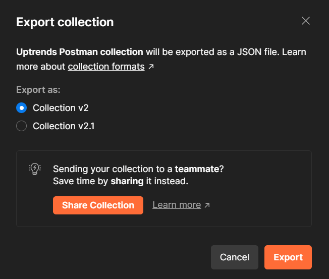 Export JSON file