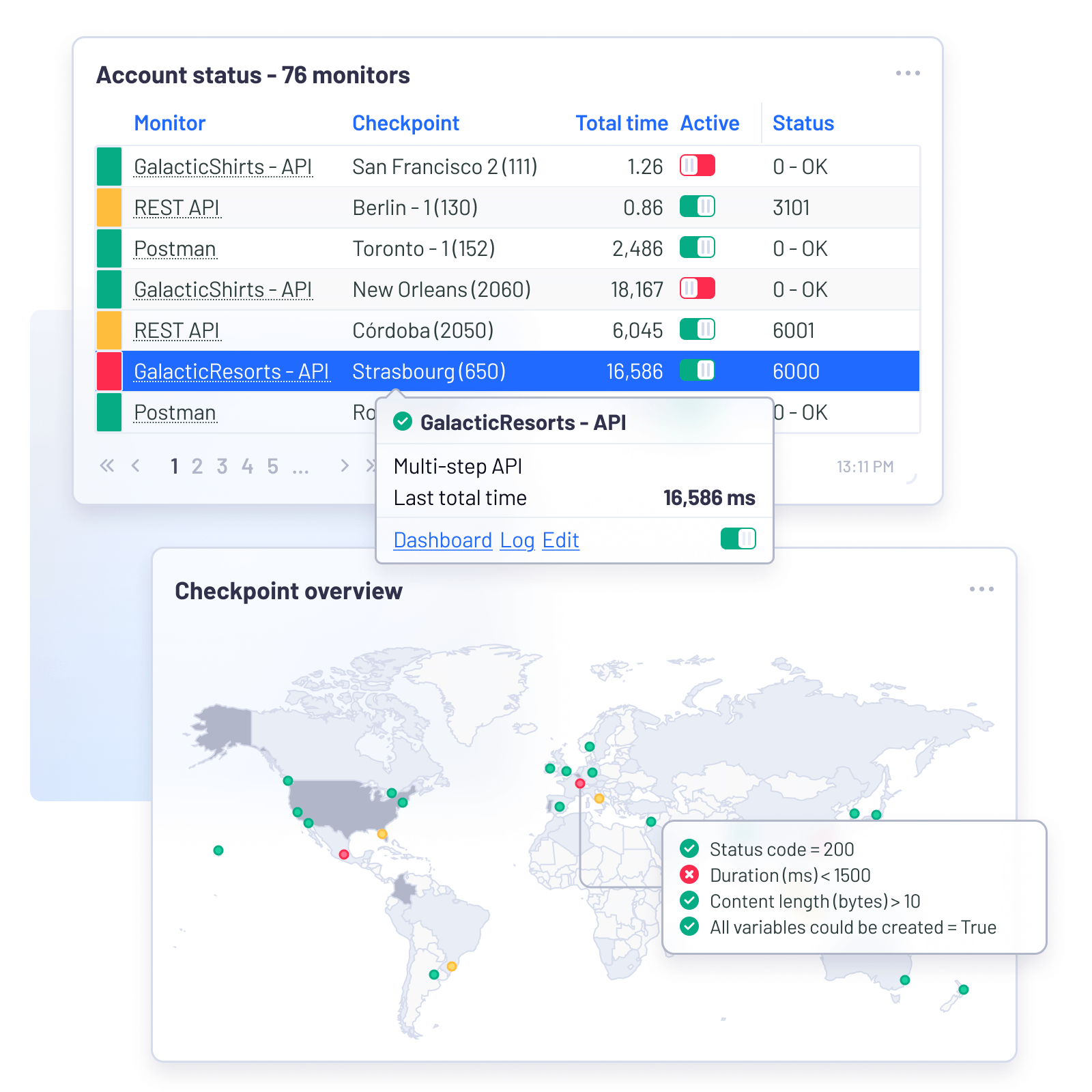 Building the steps of multi-step API monitoring